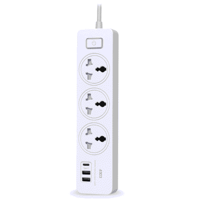 Multiprise Electrique 3 Prises Universelles avec Ports USB et Type-C – Interrupteur Central
