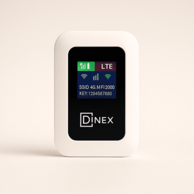 Routeur Wi-Fi Portable Dinex GS27M – 4G LTE, Batterie 3000mAh, Jusqu’à 14 Heures d’Autonomie, 10 Appareils, Type-C Fast Charging, Couleur Blanc