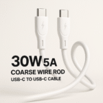 Câble Velano VC-07 – USB-C vers USB-C, 30W / 5A, Charge Rapide & Transfert de Données Haute Vitesse, Couleur Blanche