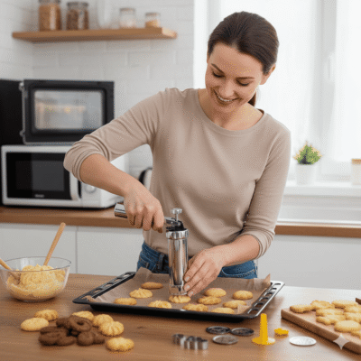Machine de Pressage et Décoration de Biscuits – 20 Moules & 4 Buses de Pâtisserie