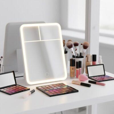 Miroir de Maquillage LED 3 Modes d'Éclairage et Multi-Grossissements