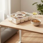 Boîte de Rangement Multifonction – “Magic Spice Grid” (8 Compartiments Amovibles pour Épices, Fruits Secs et Snacks)