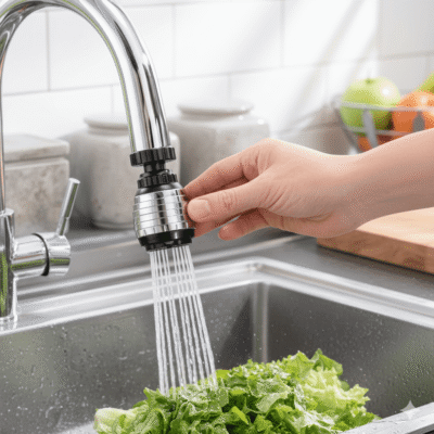 Aérateur de Robinet Rotatif Économiseur d’Eau – Double Jet avec Filtre & Adaptateur Universel