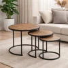 Jeu de 3 Tables Gigognes d’Appoint – Structure en Fer & Plateau en Bois
